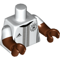 Torse, double bras moulés, logos adidas et dfb / motif imprimé 'BOATENG 17' à l'arrière, motif manches blanches, bras et mains brun rougeâtre (Torso, Dual Molded Arms, Adidas and DFB Logos / 'BOATENG 17' Back Print, White Sleeves Pattern, Reddish Brown Arms and Hands)