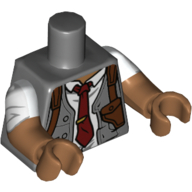 Visuel indicatif Rebrickable de Torse, double bras moulés, gilet, chemise blanche, cravate rouge foncé, motif imprimé épaule holster, motif manches blanches, bras et mains nougat moyen (Torso, Dual Molded Arms, Vest, White Shirt, Dark Red Tie, Shoulder Holster Print, White Sleeves Pattern, Medium Nougat Arms and Hands)