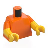 Torse, Bras à double moulage, Manches orange, bras et mains jaunes (Torso, Dual Molded Arms, Orange Sleeves Pattern, Yellow Arms and Hands)