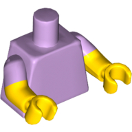 Torse, Bras moulés doubles, Motif manches lavande, bras et mains jaunes (Torso, Dual Molded Arms, Lavender Sleeves Pattern, Yellow Arms and Hands)