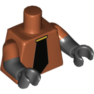 Torse, deux bras moulés, cravate noire grand et or cravate bar motif imprimé, Orange foncé manches motif, bras et mains noirs (Torso, Dual Molded Arms, Wide Black Tie and Gold Tie Bar Print, Dark Orange Sleeves Pattern, Black Arms and Hands)