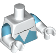 Torse, double bras moulés, muscles avec motif imprimé de panneaux inférieurs angulaires azur moyen, motif de manches azur moyen, bras et mains blancs (Torso, Dual Molded Arms, Muscles with Medium Azure Angular Lower Panels Print, Medium Azure Sleeves Pattern, White Arms and Hands)
