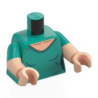 Visuel indicatif Rebrickable de Torse, bras bimoulés, chemise, côtés bleu foncé, motif imprimé poitrine nougat clair, motif : manches turquoise foncé, bras et mains nougat clair (Torso, Dual Molded Arms, Shirt, Dark Blue Sides, Light Nougat Chest Print, Dark Turquoise Sleeves Pattern, Light Nougat Arms and Hands)