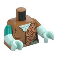 Visuel indicatif Rebrickable de Torse, deux bras moulés bizarres, nougat moyen / nougat / vêtements cousus au hasard vert sable, motif imprimé à la poitrine vert d’eau légère, manche nougat moyen gauche, motif à la manche droite turquoise foncé, bras et mains vert d’eau clair (Torso, Odd Dual Molded Arms, Medium Nougat/Nougat/Sand Green Random Stitched Clothes, Light Aqua Chest Print, Left Medium Nougat Sleeve, Right Dark Turquoise Sleeve Pattern, Light Aqua Arms and Hands)