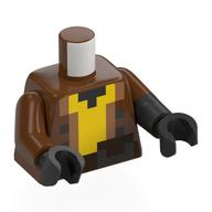 Visuel indicatif Rebrickable de Torse, étrange double bras moulés, chemise jaune pixélisé, motif : ceinture brun foncé, étrange double bras gauche moulé, manche brun rougeâtre, bras en titane perle, bras brun rougeâtre droite, mains titane nacré (Torso, Odd Dual Molded Arms, Pixelated Yellow Shirt, Dark Brown Belt Print, Odd Dual Molded Left Arm, Reddish Brown Sleeve, Pearl Titanium Arm, Right Reddish Brown Arm, Pearl Titanium Hands)