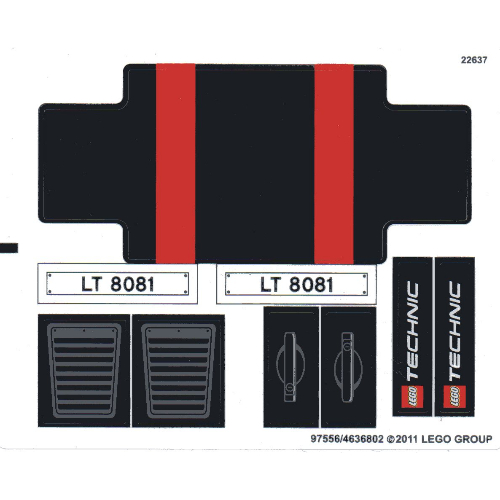Visuel indicatif Rebrickable de Feuille d’autocollants pour le set 8081-1 (Sticker Sheet for Set 8081-1)