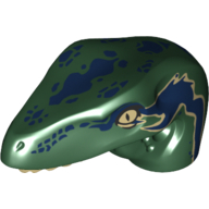 Visuel indicatif Rebrickable de Partie du corps animal, dinosaure, tête de rapace avec des dents beige et des marques bleu foncé et beige motif imprimé (Animal Body Part, Dinosaur, Raptor Head with Tan Teeth and Tan and Dark Blue Marks Print)