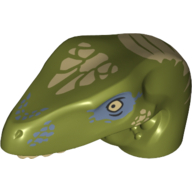 Visuel indicatif Rebrickable de Partie du corps animal, dinosaure, tête de rapace avec des dents beige et des marques bleues de beige et de sable (Animal Body Part, Dinosaur, Raptor Head with Tan Teeth and Tan and Sand Blue Marks Print)