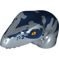 Visuel indicatif Rebrickable de Partie du corps animal, dinosaure, tête de rapace aux yeux jaunes, rayures bleu foncé (Animal Body Part, Dinosaur, Raptor Head with Yellow Eyes, Dark Blue Stripes)