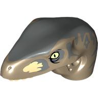 Visuel indicatif Rebrickable de Partie du corps animal, dinosaure, tête de rapace avec des dents beige et des taches bleues de sable imprimé (Animal Body Part, Dinosaur, Raptor Head with Tan Teeth and Sand Blue Blotches Print)