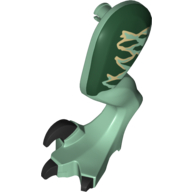 Visuel indicatif Rebrickable de Partie du corps animal, dinosaure, jambe de rapace, à gauche, avec connecteur, avec motif imprimé rayures vert foncé (Animal Body Part, Dinosaur, Raptor Leg, Left, with Pin, with Dark Green Stripes Print)