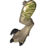 Visuel indicatif Rebrickable de Partie du corps animal, dinosaure, jambe de rapace, à gauche, avec connecteur, avec motif imprimé rayures vert olive (Animal Body Part, Dinosaur, Raptor Leg, Left, with Pin, with Olive Green Stripes Print)