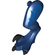 Visuel indicatif Rebrickable de Partie du corps animal, Dinosaure, Jambe de rapace, Gauche, avec connecteur, Griffes noires, rayures bleues (Animal Body Part, Dinosaur, Raptor Leg, Left, with Pin, Black Claws, Blue Stripes)
