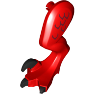 Visuel indicatif Rebrickable de Partie du corps animal, jambe de dragon, gauche, avec connecteur, griffes noires et écailles rouges foncées motif imprimé (Animal Body Part, Dragon Leg, Left, with Pin, Black Claws and Dark Red Scales Print)