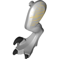 Visuel indicatif Rebrickable de Partie du corps animal, Dinosaure, Jambe de rapace, Gauche, avec connecteur, Griffes noires, Bandes beige (Animal Body Part, Dinosaur, Raptor Leg, Left, with Pin, Black Claws, Tan Stripes)