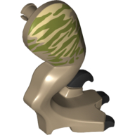 Visuel indicatif Rebrickable de Partie du corps animal, dinosaure, jambe de raptor, à droite, avec connecteur, avec motif imprimé rayures vert olive (Animal Body Part, Dinosaur, Raptor Leg, Right, with Pin, with Olive Green Stripes Print)