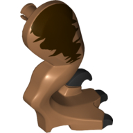 Visuel indicatif Rebrickable de Partie du corps animal, Dinosaure, Jambe de rapace, à droite, avec connecteur, Marquages brun foncé, Griffes noires (Animal Body Part, Dinosaur, Raptor Leg, Right, with Pin, Dark Brown Markings, Black Claws)