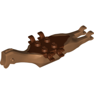 Visuel indicatif Rebrickable de Partie du corps animal, dinosaure, corps ptéranodon, 4 tenons, 6 attaches avec dessus brun rougeâtre (Animal Body Part, Dinosaur, Pteranodon Body, 4 Studs, 6 Clips with Reddish Brown Top)