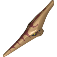 Visuel indicatif Rebrickable de Partie du corps animal, Dinosaure, Tête de ptéranodon avec yeux et rayures rouge foncé (Animal Body Part, Dinosaur, Pteranodon Head with Eyes and Dark Red Stripes Print)
