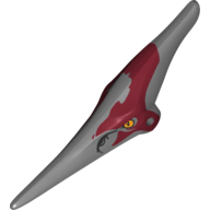 Visuel indicatif Rebrickable de Partie du corps animal, Dinosaure, Tête de ptéranodon avec yeux, Marques rouge foncé (Animal Body Part, Dinosaur, Pteranodon Head with Eyes, Dark Red Marks)