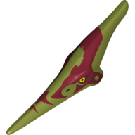 Visuel indicatif Rebrickable de Partie du corps animal, Dinosaure, Ptéranodon avec tête Yeux jaunes, Marques rouge foncé (Animal Body Part, Dinosaur, Pteranodon with Head Yellow Eyes, Dark Red Marks)