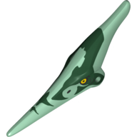 Visuel indicatif Rebrickable de Partie du corps animal, Dinosaure, Tête de ptéranodon avec yeux et rayures vert foncé (Animal Body Part, Dinosaur, Pteranodon Head with Eyes and Dark Green Stripes Print)
