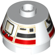 Brique ronde 2 x 2 cône tronqué avec motif imprimé droïde rouge et noir (DD-BD) (Brick Round 2 x 2 Truncated Cone with Red and Black Droid Print (DD-BD))
