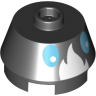 Visuel indicatif Rebrickable de Brique ronde 2 x 2 cône tronqué avec des flammes blanches, bleu moyen yeux motif imprimé (Brick Round 2 x 2 Truncated Cone with White Flames, Medium Blue Eyes Print)