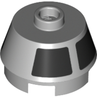 Visuel indicatif Rebrickable de Brique ronde Cône tronqué 2 x 2 avec motif imprimé carrés noirs (Brick Round 2 x 2 Truncated Cone with Black Squares Print)