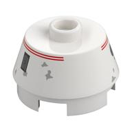 Brique ronde 2 x 2 tronc de cône avec bande rouge, motif imprimé droïde (r5-d4) (Brick Round 2 x 2 Truncated Cone with Red Stripe, Droid Print (R5-D4))