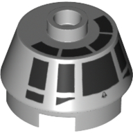 Visuel indicatif Rebrickable de Brique ronde 2 x 2 tronc de cône avec motif noir de cockpit de faucon millénaire (Brick Round 2 x 2 Truncated Cone with Black Millennium Falcon Cockpit Print)