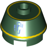 Brique ronde 2 x 2 tronc de cône avec bande jaune, motif imprimé droïde (r1-g4) (Brick Round 2 x 2 Truncated Cone with Yellow Stripe, Droid Print (R1-G4))
