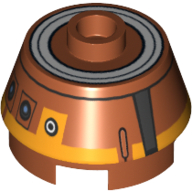 Brique ronde 2 x 2 cône tronqué avec motif imprimé droïde jaune (Chopper / C1-10P) (Brick Round 2 x 2 Truncated Cone with Yellow Droid Print (Chopper / C1-10P))