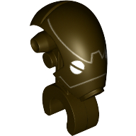 Tête de minifigurine spéciale, mécanique avec des yeux blancs et des lignes de beige foncé motif imprimé (commando droïde) (Minifig Head Special, Mechanical with White Eyes and Dark Tan Lines Print (Commando Droid))
