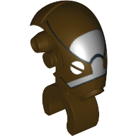 Tête de minifigurine spéciale, mécanique avec yeux blancs et motif imprimé blanc et noir (commando droïde capitaine) (Minifig Head Special, Mechanical with White Eyes and White and Black Print (Commando Droid Captain))