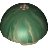 Visuel indicatif Rebrickable de Dôme hémisphère 11 x 11 avec 2 x 2 tenons sur le dessus et marbré vert foncé Yavin 4 imprimé (Dome Hemisphere 11 x 11 with 2 x 2 Studs on Top and Marbled Dark Green Yavin 4 Print)