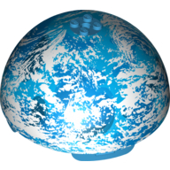Visuel indicatif Rebrickable de Hémisphère de dôme 11 x 11 avec 2 x 2 tenons sur le dessus et Kamino noir / bleu / blanc motif imprimé planète (Dome Hemisphere 11 x 11 with 2 x 2 Studs on Top and Kamino Black / Blue / White Planet Print)