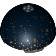 Visuel indicatif Rebrickable de Hémisphère de dôme 11 x 11 avec 2 x 2 tenons sur le dessus et motif imprimé de champ d'astéroïde (Dome Hemisphere 11 x 11 with 2 x 2 Studs on Top and Asteroid Field Print)