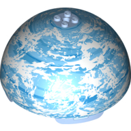 Visuel indicatif Rebrickable de Dôme hémisphère 11 x 11 avec 2 x 2 tenons sur le dessus et Endor bleu / blanc planète motif imprimé (Dome Hemisphere 11 x 11 with 2 x 2 Studs on Top and Endor Blue / White Planet Print)