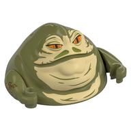 Haut du corps, Jabba la hutte au visage beige, motif imprimé rides gris bleuté foncé [assemblage complet avec les bras] (Upper Body, Jabba the Hutt with Tan Face, Dark Bluish Grey Wrinkles Print [Complete Assembly with Arms])