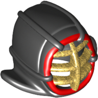 Visuel indicatif Rebrickable de Masque, kendo, grille d'or et motif imprimé garniture rouge (Mask, Kendo, Gold Grille and Red Trim Print)