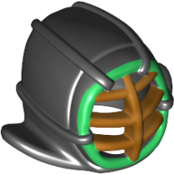 Visuel indicatif Rebrickable de Masque, Kendo, calandre dorée, garniture verte (Mask, Kendo, Gold Grille, Green Trim)