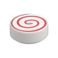 Visuel indicatif Rebrickable de Tuile ronde 1 x 1 avec motif imprimé Spirale rouge (Tile Round 1 x 1 with Red Spiral Print)