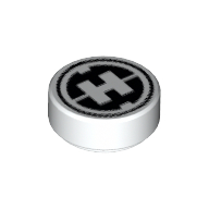Tuile ronde 1 x 1 avec motif imprimé de logo d'usine héros (Tile Round 1 x 1 with Hero Factory Logo Print)