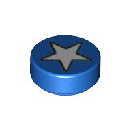 Visuel indicatif Rebrickable de Tuile ronde 1 x 1 avec motif imprimé étoile blanche (Tile Round 1 x 1 with White Star Print)