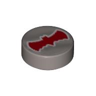 Visuel indicatif Rebrickable de Tuile ronde 1 x 1 avec motif imprimé rouge Bat (Tile Round 1 x 1 with Red Bat Print)