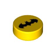 Tuile ronde 1 x 1 avec motif imprimé Batman Logo (Tile Round 1 x 1 with Batman Logo Print)