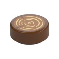 Visuel indicatif Rebrickable de Tuile ronde 1 x 1 avec la souche d'arbre, bois journal motif imprimé (Tile Round 1 x 1 with Tree Stump, Wood Log Print)