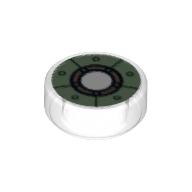 Tuile ronde 1 x 1 avec Iron Man poitrine réacteur motif imprimé (Tile Round 1 x 1 with Iron Man Chest Reactor Print)