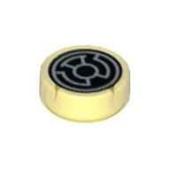 Visuel indicatif Rebrickable de Tuile ronde 1 x 1 avec motif imprimé Symbole Lanterne Jaune Noir et Blanc (Tile Round 1 x 1 with Black and White Yellow Lantern Symbol Print)